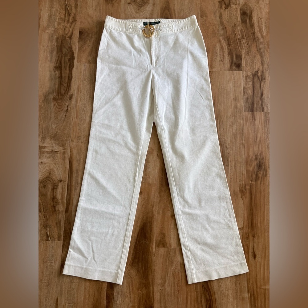 Vintage 1990s Lauren Jeans By Ralph Lauren White Pants - Size 10